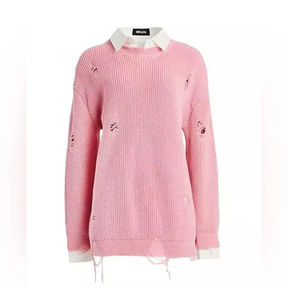 REVOLVE SER.O.YA Chloe Sweater pink Great Distressed. NWT. Small