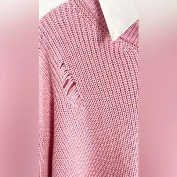 REVOLVE SER.O.YA Chloe Sweater pink Great Distressed. NWT. Small