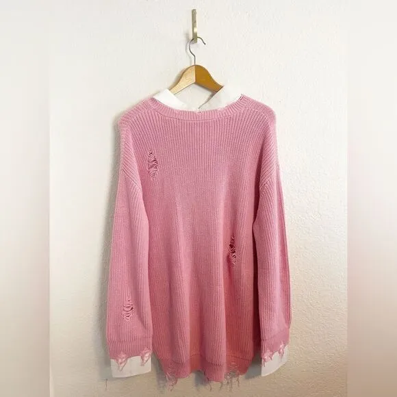 REVOLVE SER.O.YA Chloe Sweater pink Great Distressed. NWT. Small