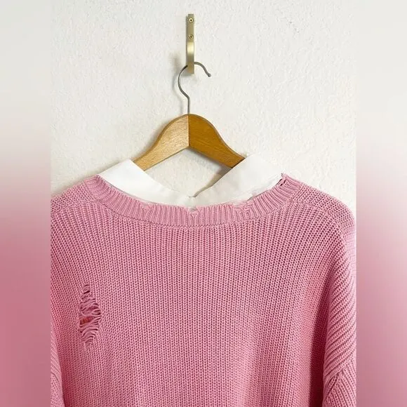 REVOLVE SER.O.YA Chloe Sweater pink Great Distressed. NWT. Small