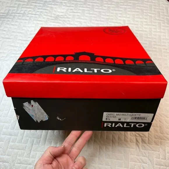 Rialto Carpio Tall Suedette Boots NEW 5.5 Colorblocked Heeled  Navy Shoes Vegan
