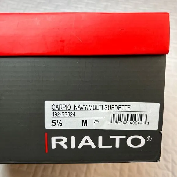 Rialto Carpio Tall Suedette Boots NEW 5.5 Colorblocked Heeled  Navy Shoes Vegan