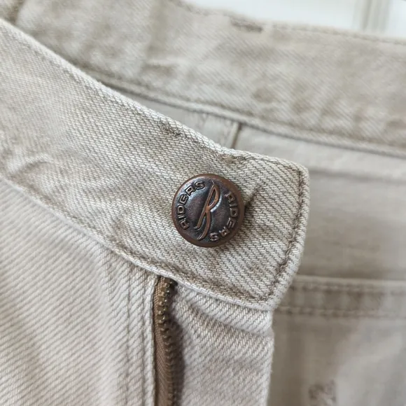 Riders 90's Vintage Classic High Waisted Relaxed Fit Denim Jean Shorts Beige 34