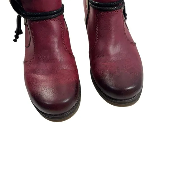 RIEKER Burnished Red Faux Leather Fee 93 Ankle Boots size 39