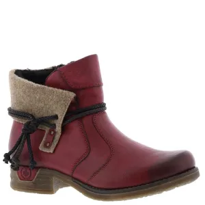RIEKER Burnished Red Faux Leather Fee 93 Ankle Boots size 39