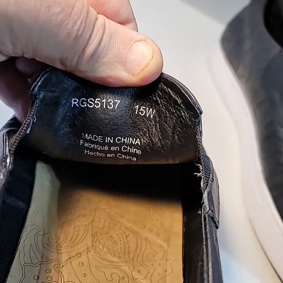 Robert Graham Baxter Mens Black Leather Low Top Slip-On Shoes RGS5137 EUC