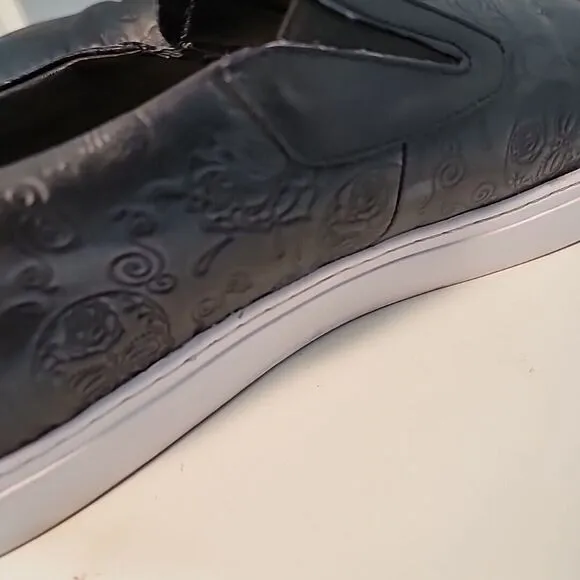 Robert Graham Baxter Mens Black Leather Low Top Slip-On Shoes RGS5137 EUC