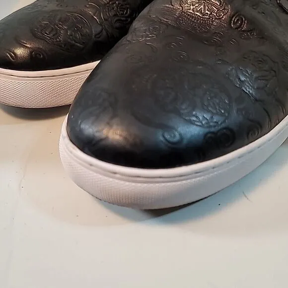 Robert Graham Baxter Mens Black Leather Low Top Slip-On Shoes RGS5137 EUC