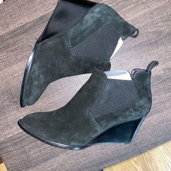 Robert Clergerie Olav black suede leather ankle boots wedged