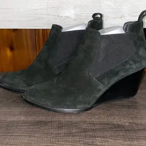 Robert Clergerie Olav black suede leather ankle boots wedged