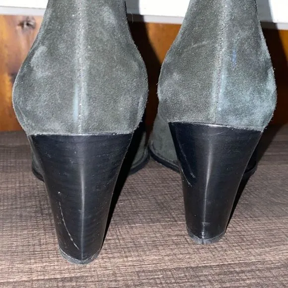 Robert Clergerie Olav black suede leather ankle boots wedged