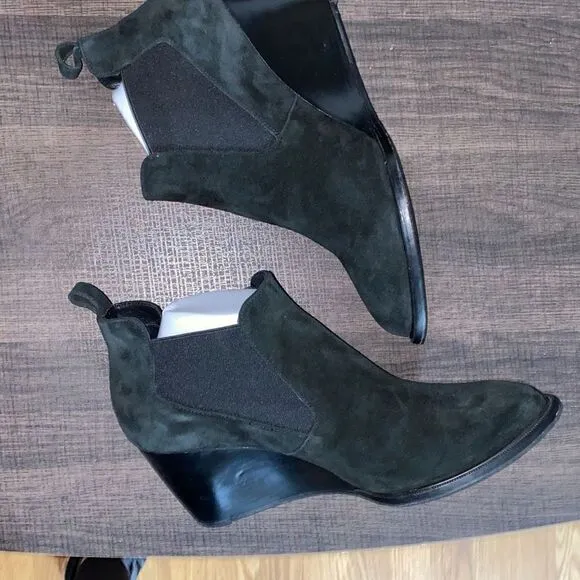 Robert Clergerie Olav black suede leather ankle boots wedged