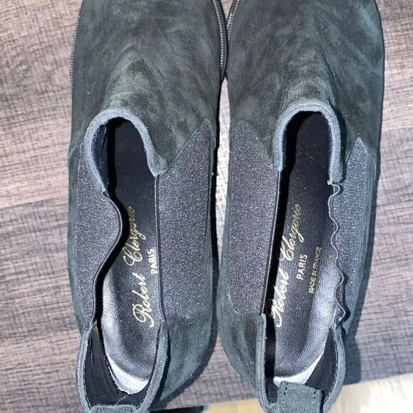 Robert Clergerie Olav black suede leather ankle boots wedged