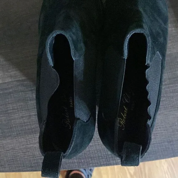 Robert Clergerie Olav black suede leather ankle boots wedged