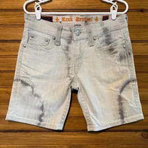 Rock Revival Emilie Boyfriend Shorts Womens 27 Light Gray Tie Dye Denim Stretch