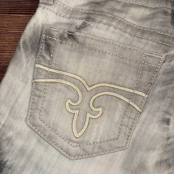 Rock Revival Emilie Boyfriend Shorts Womens 27 Light Gray Tie Dye Denim Stretch