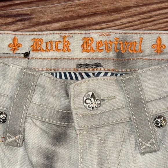 Rock Revival Emilie Boyfriend Shorts Womens 27 Light Gray Tie Dye Denim Stretch