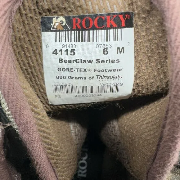 Rocky Camo Bear Claw Series Gore-Tex Steel Toe Boots Mens 6 M 800 gr. Insulated