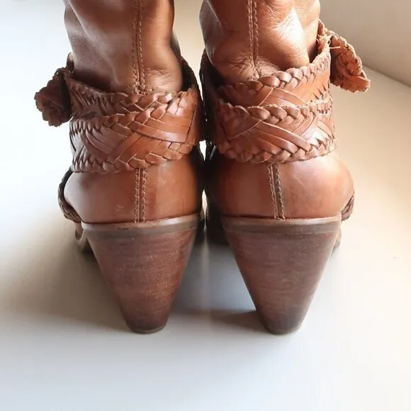 Roots Brazilian Almond Toe Block Heel Western Cowgirl Tall Riding Boots Size 8