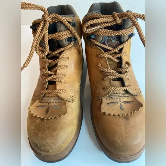 Roper Footwear~Horseshoe Leather Kiltie Boots~Double Stitching~Lace-Up~Size 8