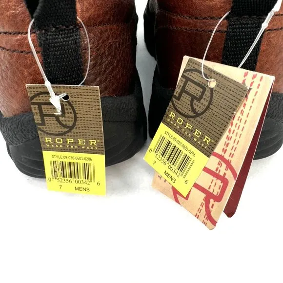 Roper Mens Performance Sport Slip-Ons Brown Bay Leather Loafers Shoes Size 7