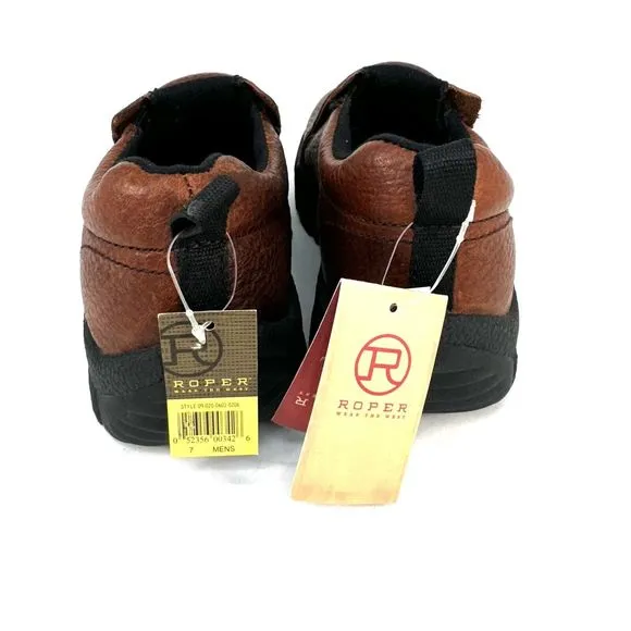 Roper Mens Performance Sport Slip-Ons Brown Bay Leather Loafers Shoes Size 7