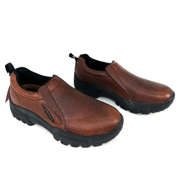 Roper Mens Performance Sport Slip-Ons Brown Bay Leather Loafers Shoes Size 7