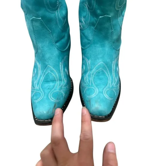 Roper Riley Western Boots Womens 9 Turquoise Faux Leather Boho Festival Cowgirl
