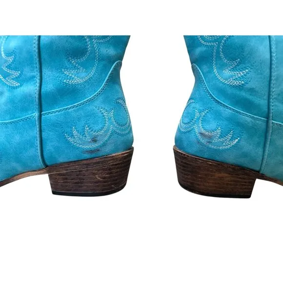 Roper Riley Western Boots Womens 9 Turquoise Faux Leather Boho Festival Cowgirl