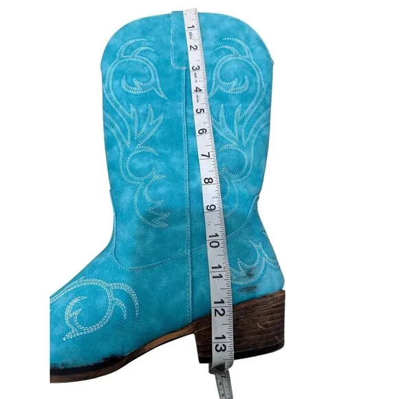 Roper Riley Western Boots Womens 9 Turquoise Faux Leather Boho Festival Cowgirl