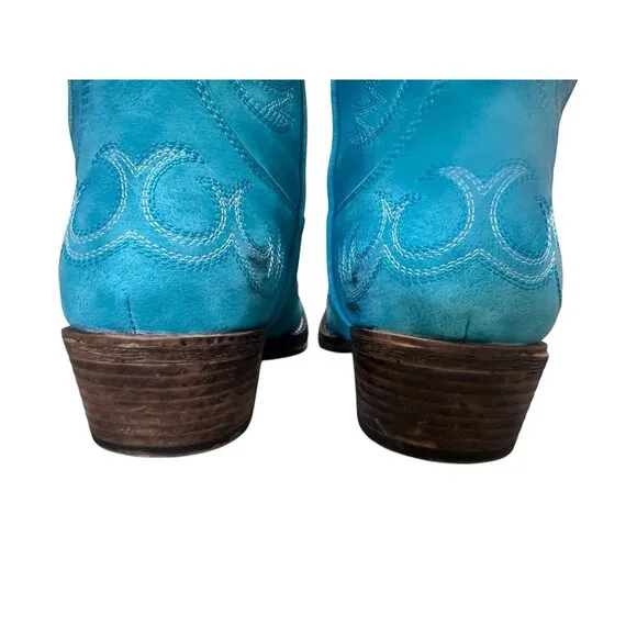 Roper Riley Western Boots Womens 9 Turquoise Faux Leather Boho Festival Cowgirl