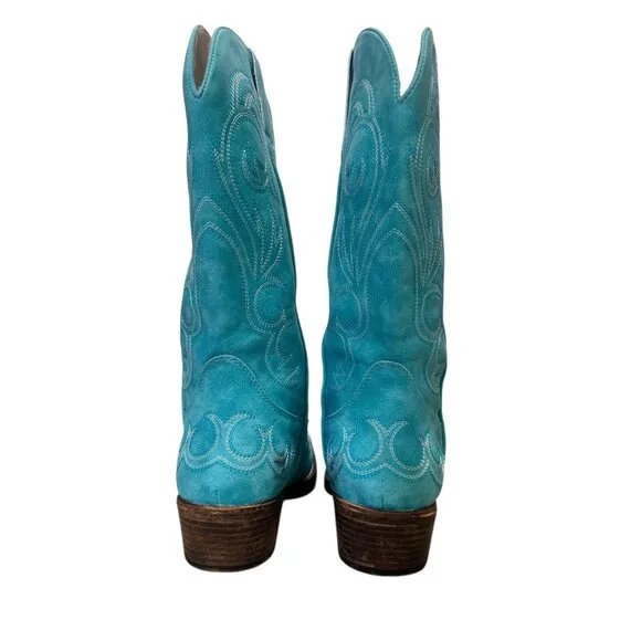 Roper Riley Western Boots Womens 9 Turquoise Faux Leather Boho Festival Cowgirl