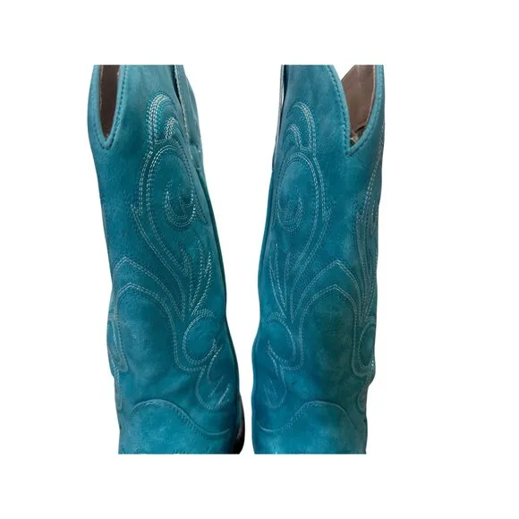 Roper Riley Western Boots Womens 9 Turquoise Faux Leather Boho Festival Cowgirl