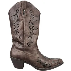 Roper Women’s Alisa Brown Faux Leather Western Cowgirl Boot Size US 8.5