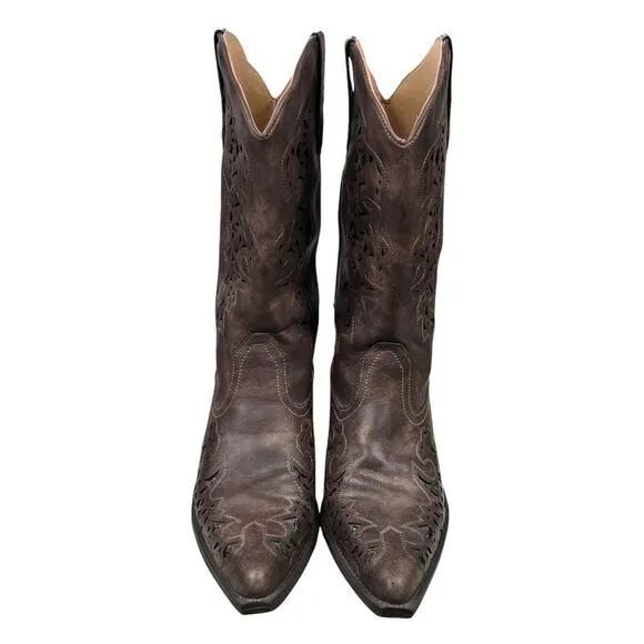 Roper Women’s Alisa Brown Faux Leather Western Cowgirl Boot Size US 8.5