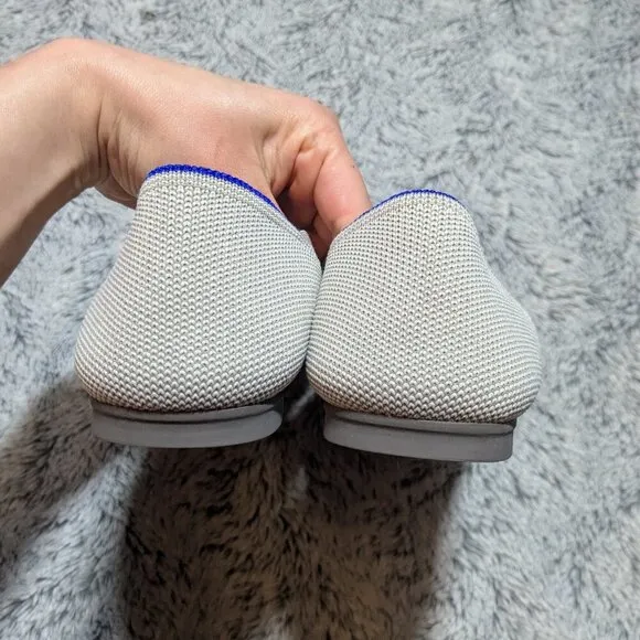 Rothy's Cream Gray Flat Round Knit Washable Flats Ballet Birdseye Flax Size 9