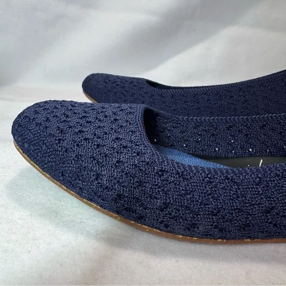 Rothy’s Deep Navy Knit Square Flats Comforatable Office Casual Use Size 6.5