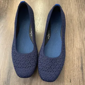 Rothy’s Deep Navy Knit Square Flats Comforatable Office Casual Use Size 6.5