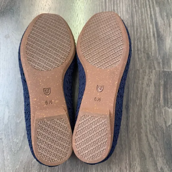 Rothy’s Deep Navy Knit Square Flats Comforatable Office Casual Use Size 6.5
