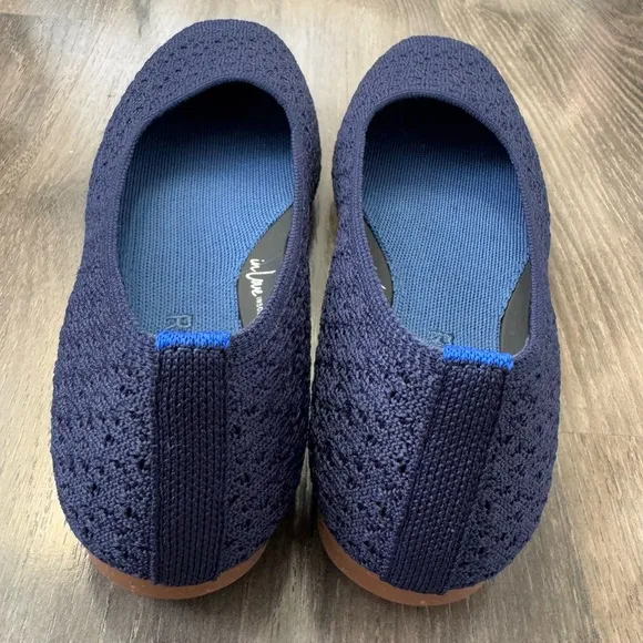 Rothy’s Deep Navy Knit Square Flats Comforatable Office Casual Use Size 6.5
