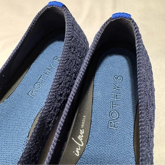 Rothy’s Deep Navy Knit Square Flats Comforatable Office Casual Use Size 6.5