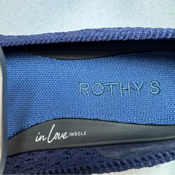 Rothy’s Deep Navy Knit Square Flats Comforatable Office Casual Use Size 6.5