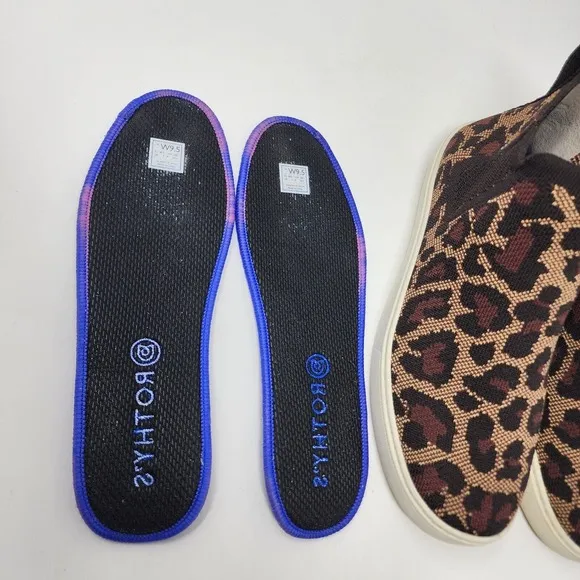 Rothy's High Top Chelsea Sneakers Women's Sz 9 Wildcat Leopard Print Tan Black