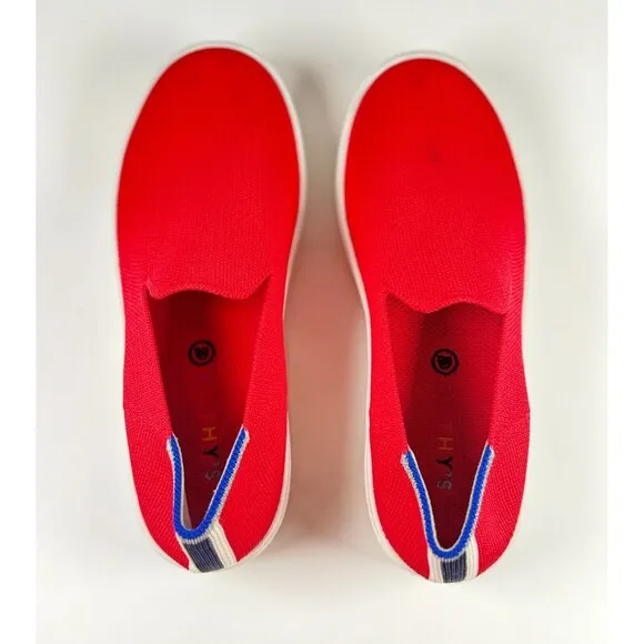 Rothys Kids Shoes Red Red Lollipop Slip On Knit Sneaker Casual Fashion Size 4
