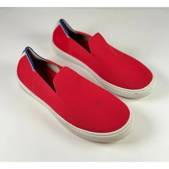 Rothys Kids Shoes Red Red Lollipop Slip On Knit Sneaker Casual Fashion Size 4