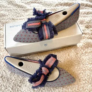 Rothy's Mary Jane Bow Coral Dot Pointed Toe Women's Size 9 Slip On NEW in Box