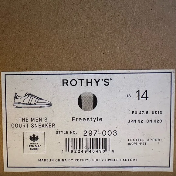 Rothys Men's Court Sneaker in Freestyle