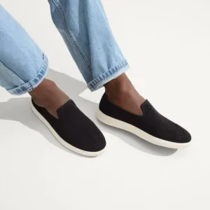 Rothy's The Original Slip On Sneaker in Black Woven Knit Slip Ons