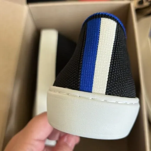 Rothy's The Original Slip On Sneaker in Black Woven Knit Slip Ons