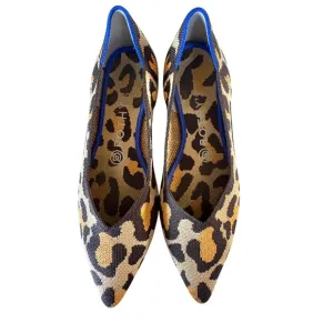 ROTHY'S The Point Big Cat Leopard Print Knit Ballet Flats Washable Shoes SZ 7.5